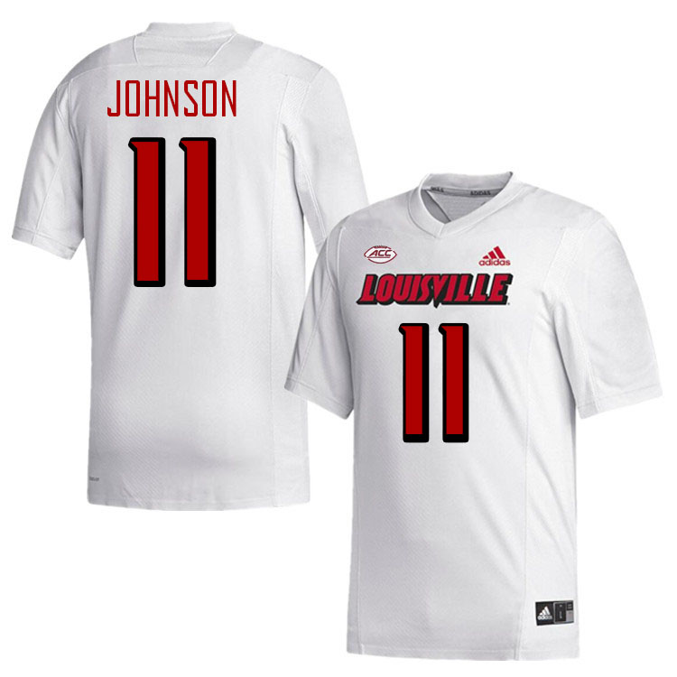 Men #11 Jamari Johnson Louisville Cardinals College Football Jerseys Stitched-White